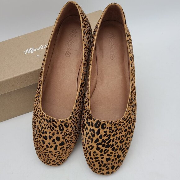 Madewell Square Toe Flats in Leopard Calf Hair Desert Dune Multi Size 8.5 - Picture 2 of 11